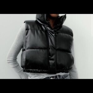 Zara faux leather vest puffer